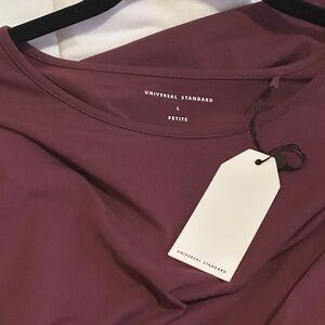 Universal Standard Asymmetrical Dress in “Jam”